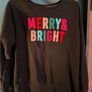 Festive Black 'Merry & Bright' Women's Sweater